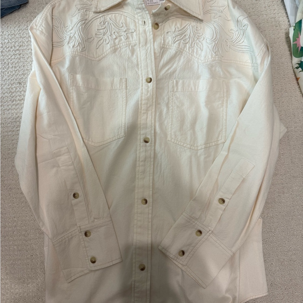 Mango Cream Button Down Shirt